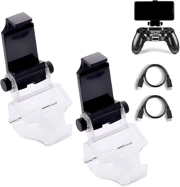 PS4 Controller Phone Clip, PS4 Slim Pro Controller Grip for Android Smart Phone, 180 Degree Gaming Holder Mount Stand Bracket for PlayStation 4 Game Controller 6 in Samsung, Pixel, OnePlus