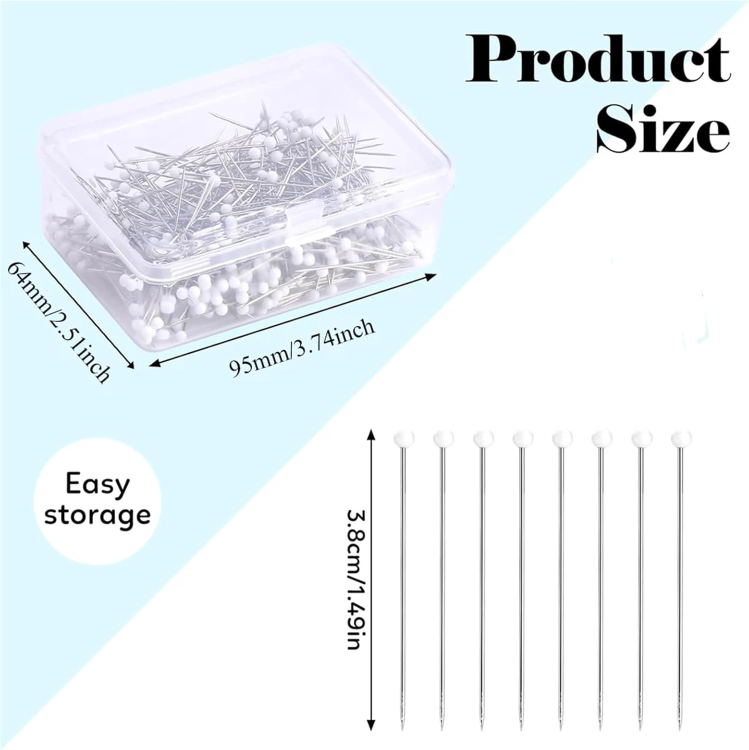 Straight Pins with Faux Pearl Heads 800pcs Pearlized Ball Head Quilting Pins for Fabric Dressmaker DIY Decoration and Project