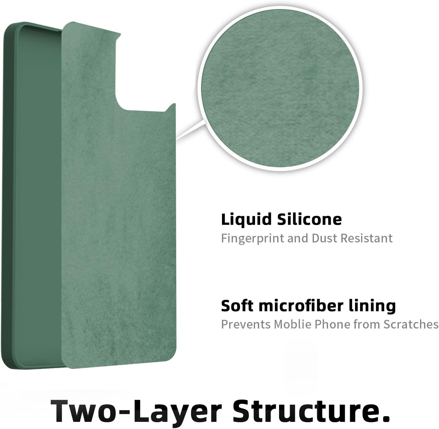 ORDA Xiaomi Mi 11 Lite 5G Case Silicone Ultra Thin with Microfiber Anti-Scratch Full Body Protection for Xiaomi Mi 11 Lite 5G - Green