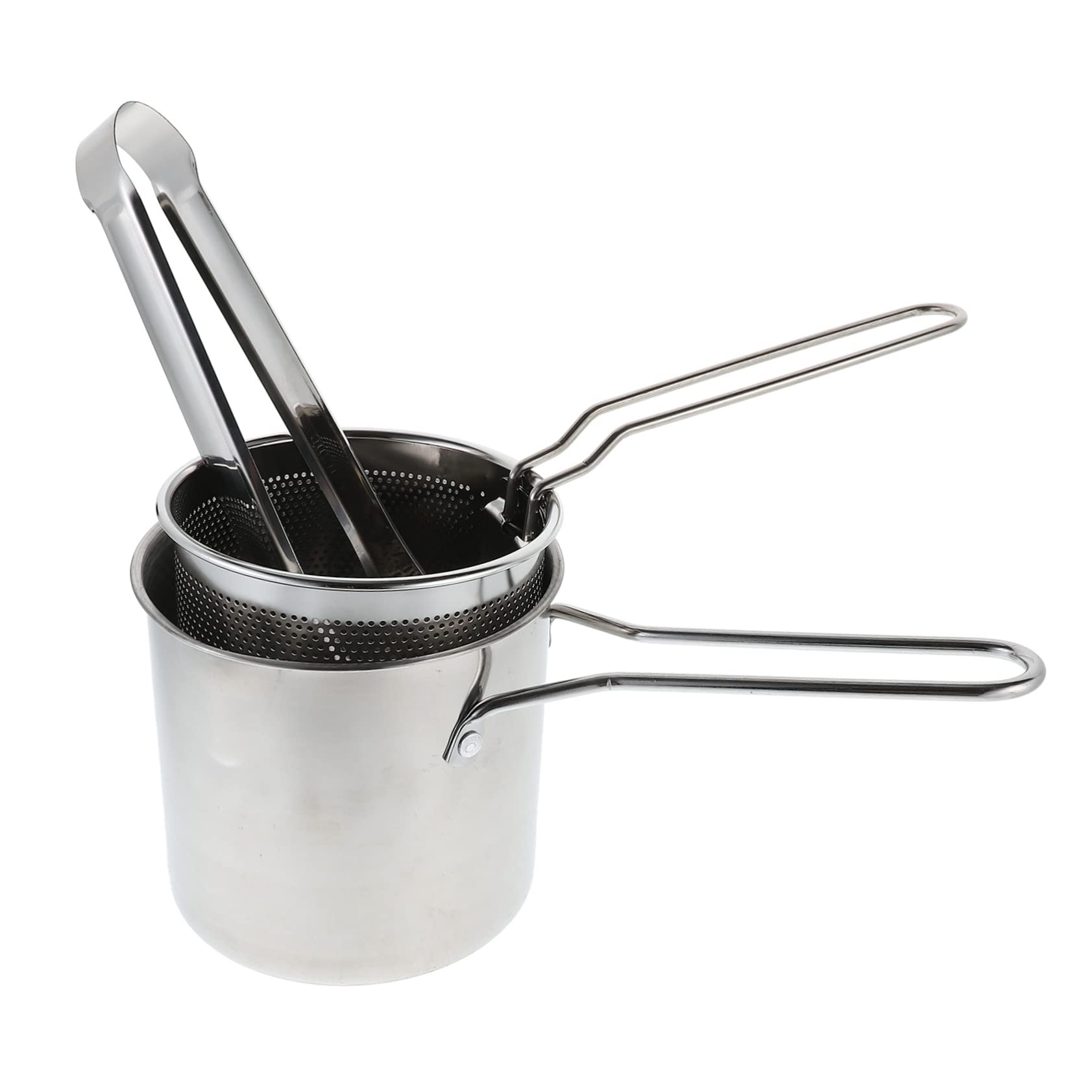 PRETYZOOM Deep Fryer Basket Stainless Steel Nonstick Easy to Clean Ergonomic Handle Food Fryer Pot