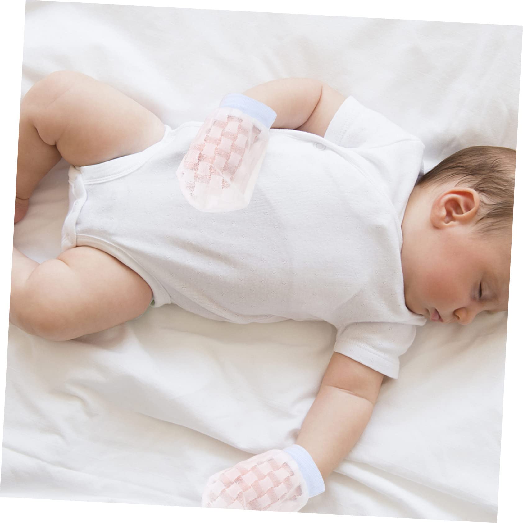 COLLBATH 2 Pair Baby Anti-scratch Mittens Newborn Ice Silk Glove Adjustable Drawstring Soft Breathable Hand Protectors for Face Body