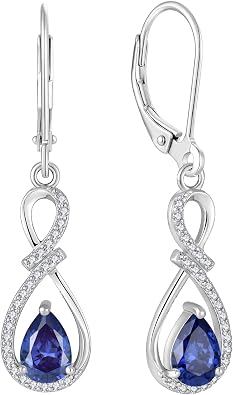 Infinity Dangle Drop Earrings, 925 Sterling Silver 5A Cubic Zirconia Earrings with Birthstone for Women