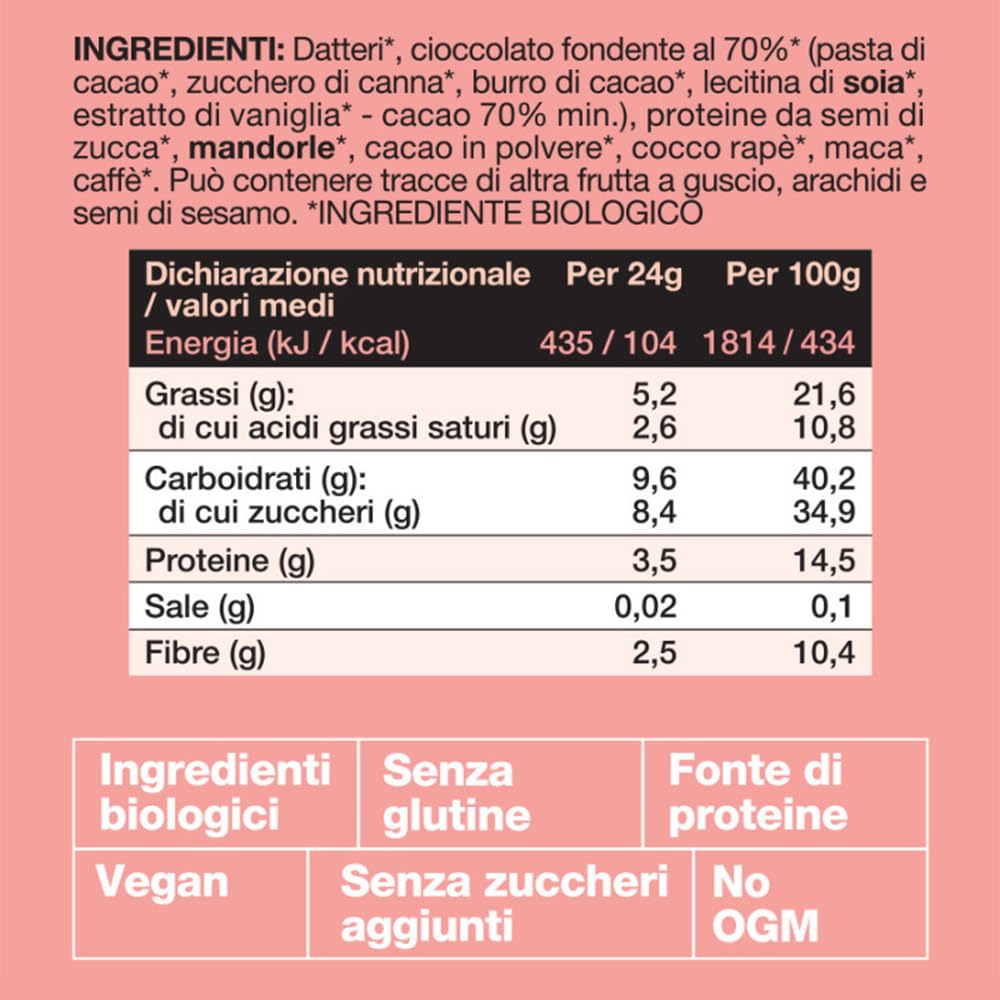 Babasucco FOODBAR ENERGY 12 Barrette Maca Caffè Mandorle Cocco