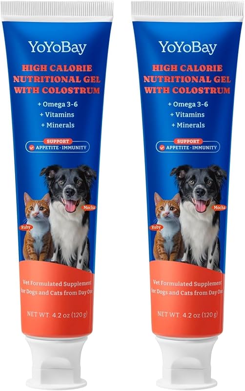 Gel Nutricional com Colostro Bovino para Cães e Gatos YoYoBay, Pacote com 2