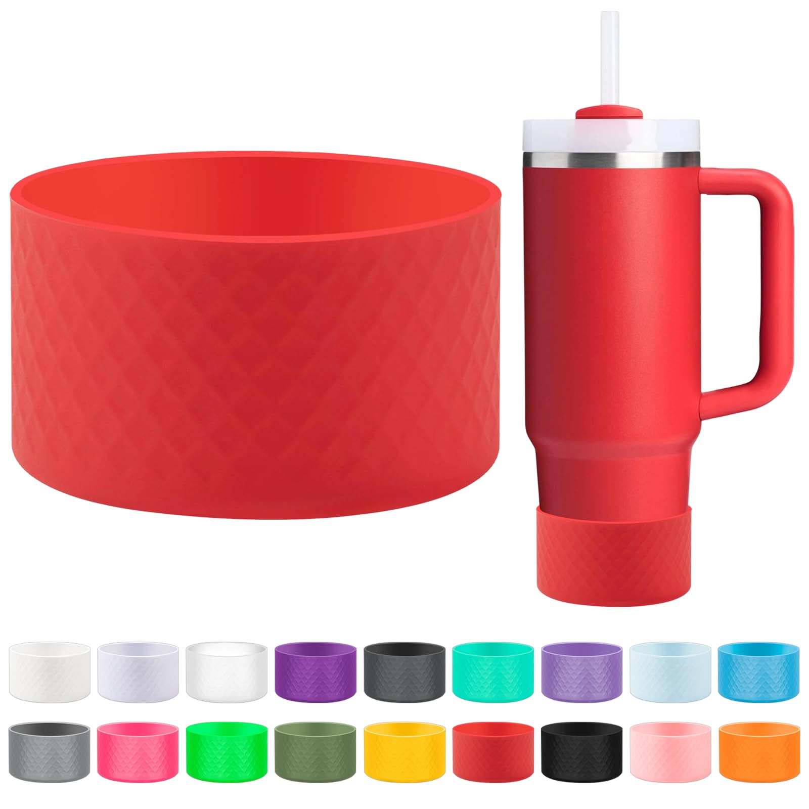 LOXICEN Silicone Boot for Stanley, Cup Boots Compatible with Stanley 40oz 30oz 20oz Tumbler, Cup Accessories Boot Red