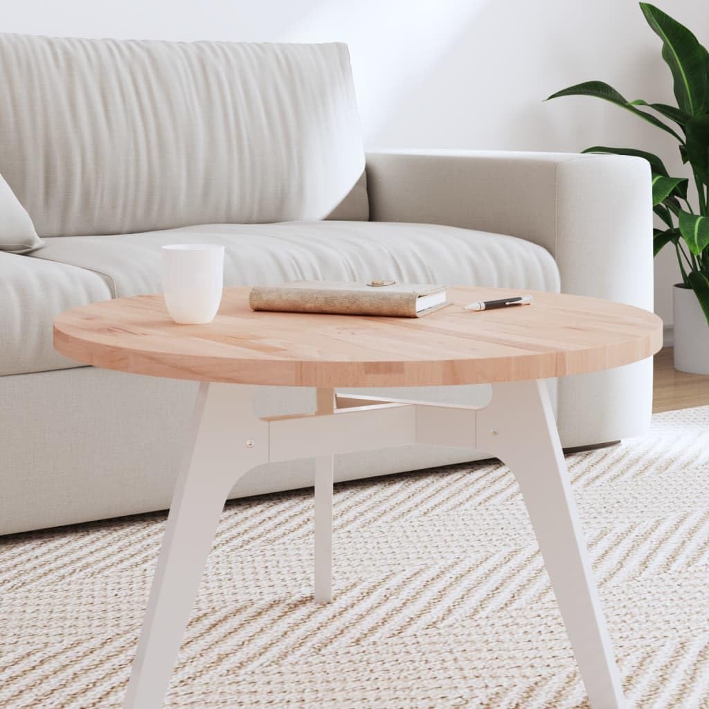 vidaXL Tablero Redondo, Superficie de Mesa Auxiliar, Tablero de Mesa de Centro, Tablero de Muebles de Repuesto, Madera Maciza de Haya Ø70X2,5 cm