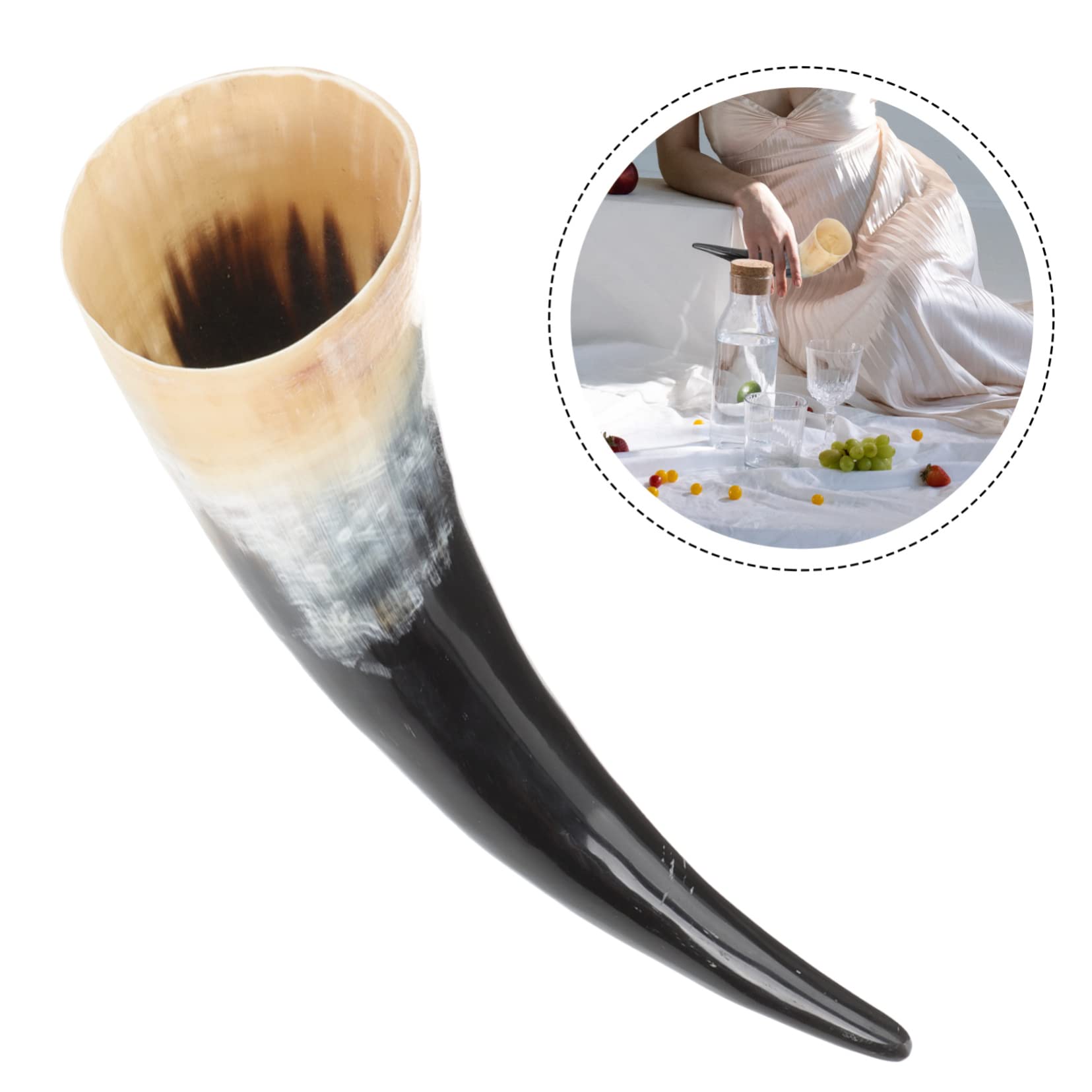 Alipis Boccale in Corno Vichingo per Bere Vino e Birra, Capienza Grande, Realizzato Artigianalmente, Decorativo e Pratico per Casa e Regalo a Famiglia e Amici