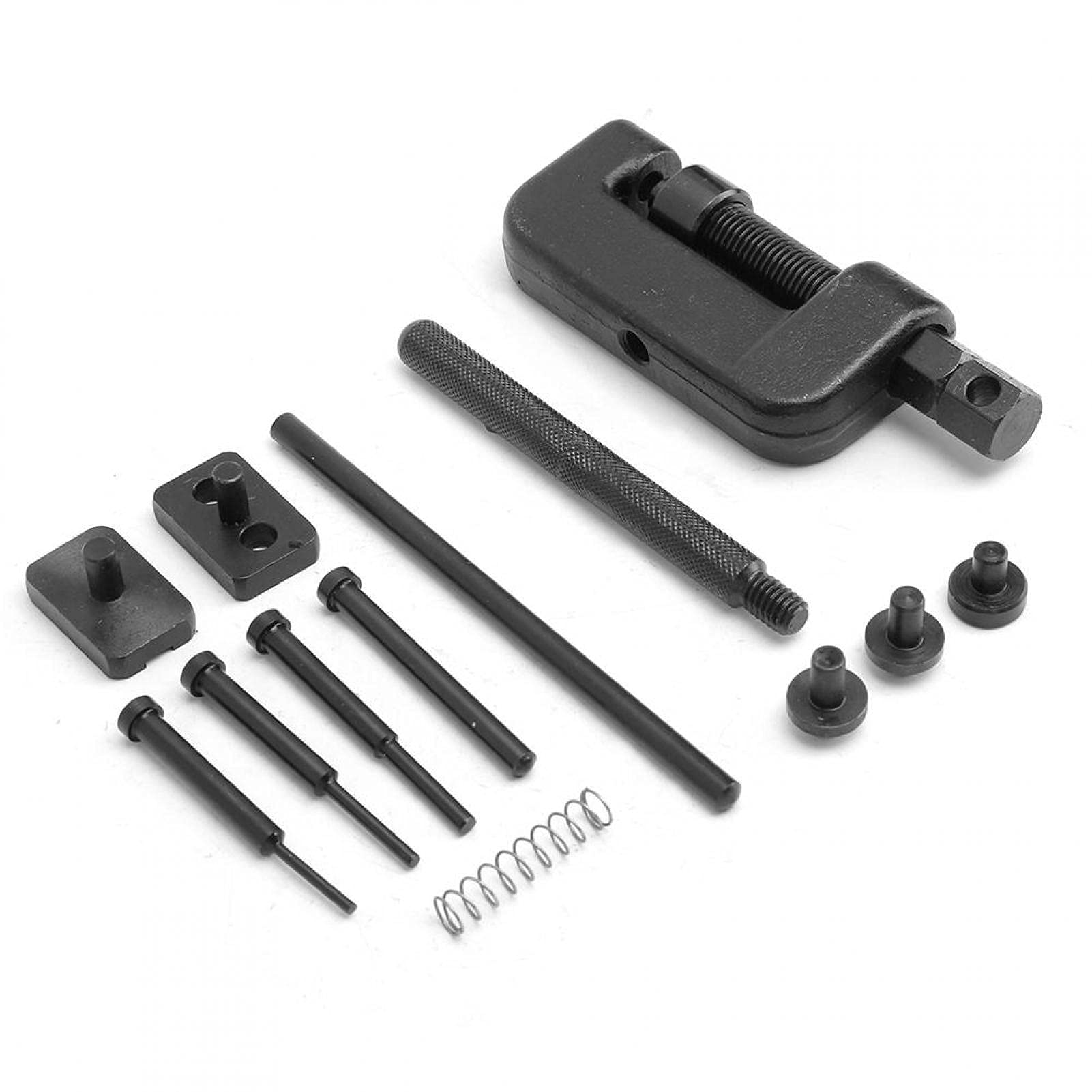 Remachadora de cadena de motocicleta, 13 Unids/set Cromo Vanadio Aleación de acero Desmontaje Divisor Remachador Dechainer Quitar Cadena de distribución Juego de rompedores Herramienta de motocicleta