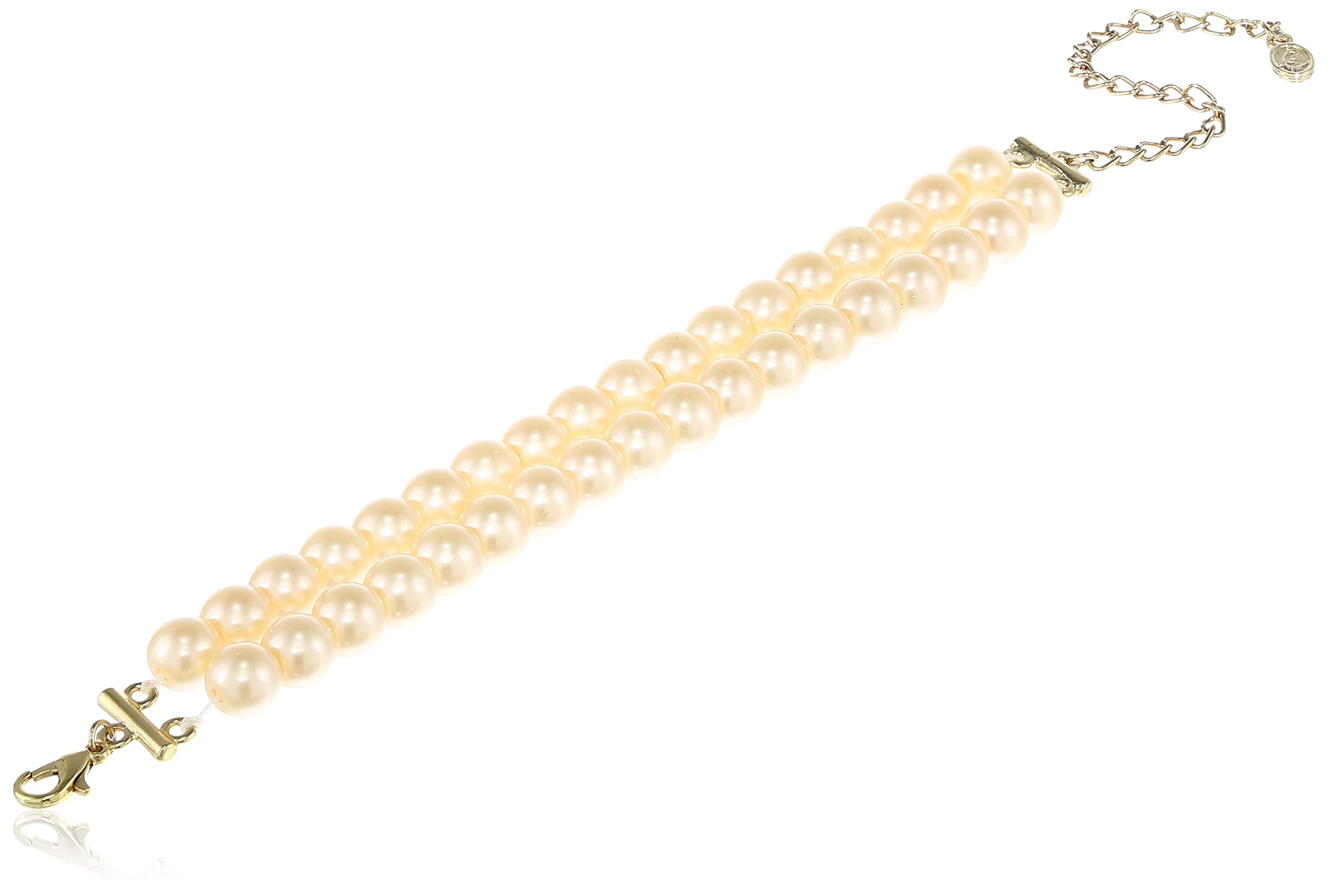 Estele 24kt Gold Plated Double Line Golden Pearls Bracelet for Women with Lobster Clasp (B09884123R) Amazon Price History, Amazon Price Tracker