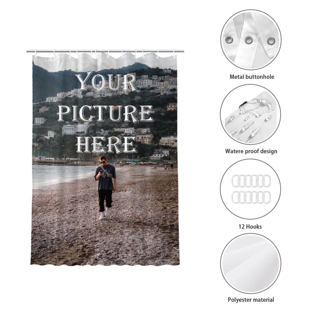 Fabric Shower Curtain BLINGPAINTING Custom Photo Shower Curtains Customized Image Bathroom Curtain Custom Shower Curtain Personalized Shower Curtain (40wx72h Inch Plastic Shower Curtain