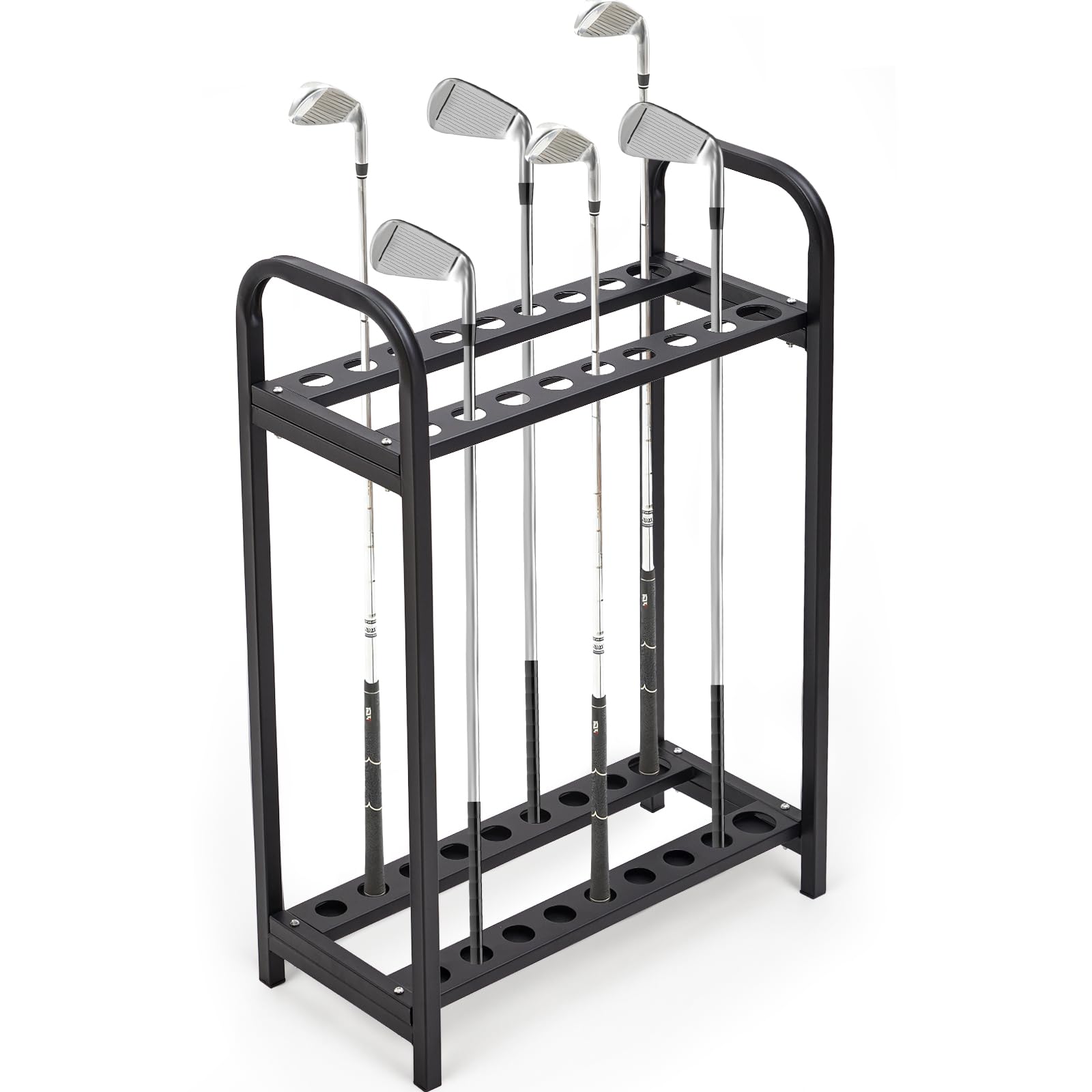 Hicarer 18 Hole Golf Club Holder Metal Golf Club Organizer Stand Rack Putter Stand Display for Indoor and Outdoor Use Home, Black