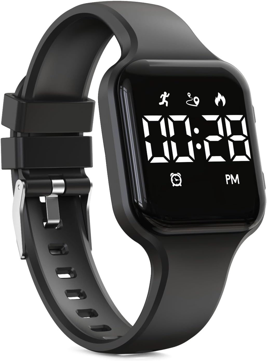 Kids Digital Pedometer Watch，Sport Watch, Steps Counter, Waterproof, Alarm Clock for Boys Grils Kids Children(Black)