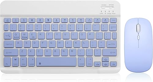 Combo de teclado y mouse Bluetooth, teclado inalámbrico portátil recargable para Apple iPad, iPhone, iOS 13 y superior, Samsung, tableta, teléfono