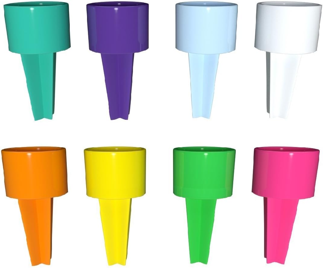 SPIKER Sand Coasters Plastic Beach Beverage Sand Cup Holders (Teal, Purple, Carolina Blue, White, Yellow, Tangerine, Kiwi & Strawberry) Set of 8