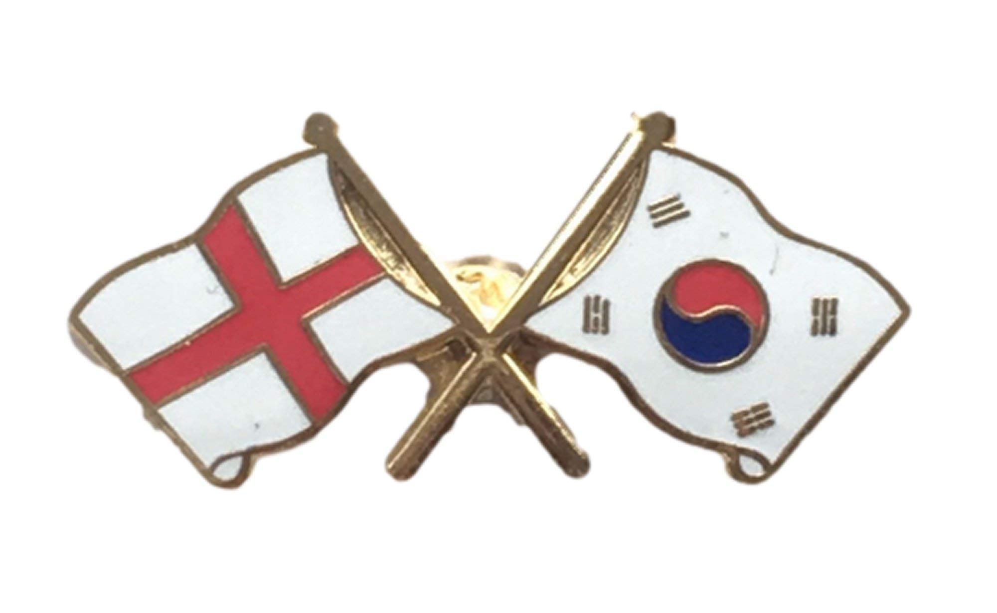 Emblems-Gifts Blue England & South Korea Friendship Flags Enamel Lapel Pin Badge