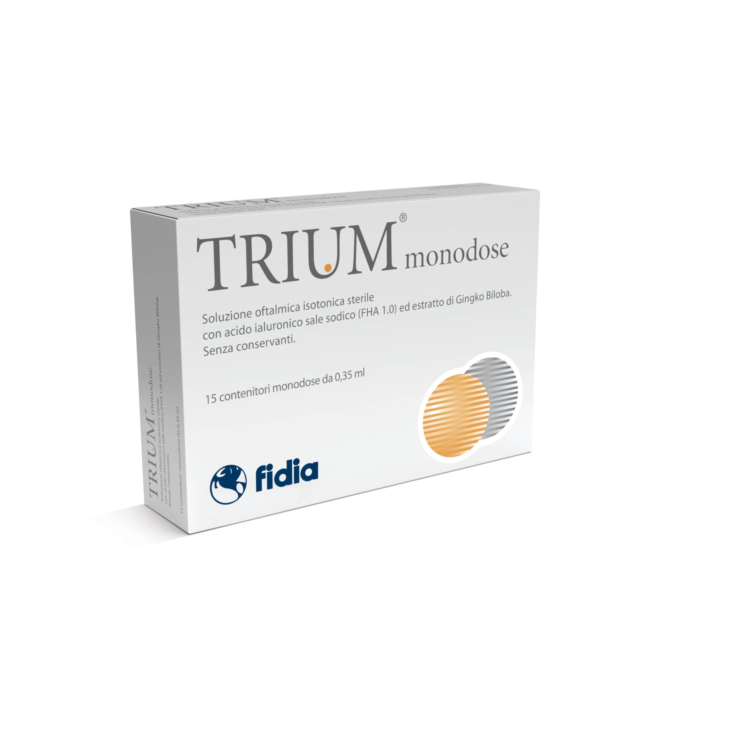 Fidia Farmaceutici TRIUM MONODOSE Collirio - 15 x Monodose Soluzione Oftalmica Isotonica con Acido Ialuronico ed Estratto di Ginkgo Biloba
