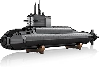 Brihappen Ensemble de blocs de construction pour sous-marin nucléaire avec lumières pour adultes, modèle réduit de sous-marin nucléaire militaire, jouets de construction de cuirassés à collectionner