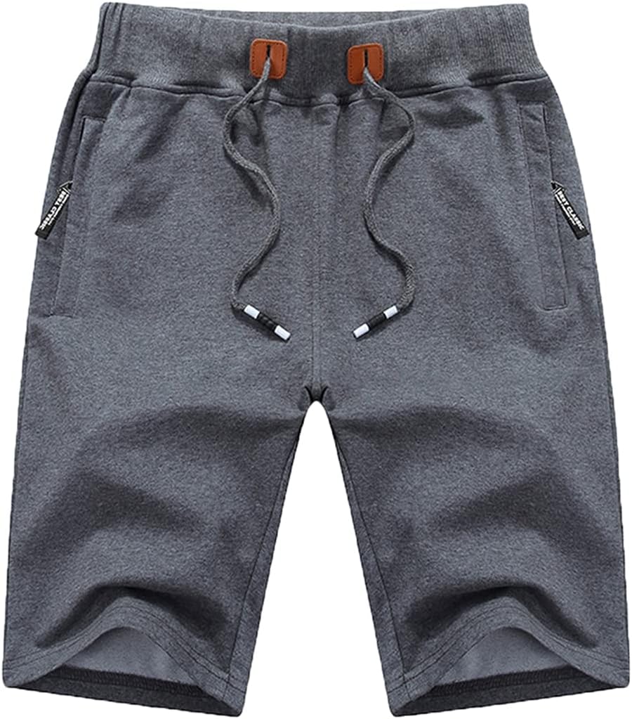Mens Shorts Casual Drawstring Zipper Pockets Elastic Waist
