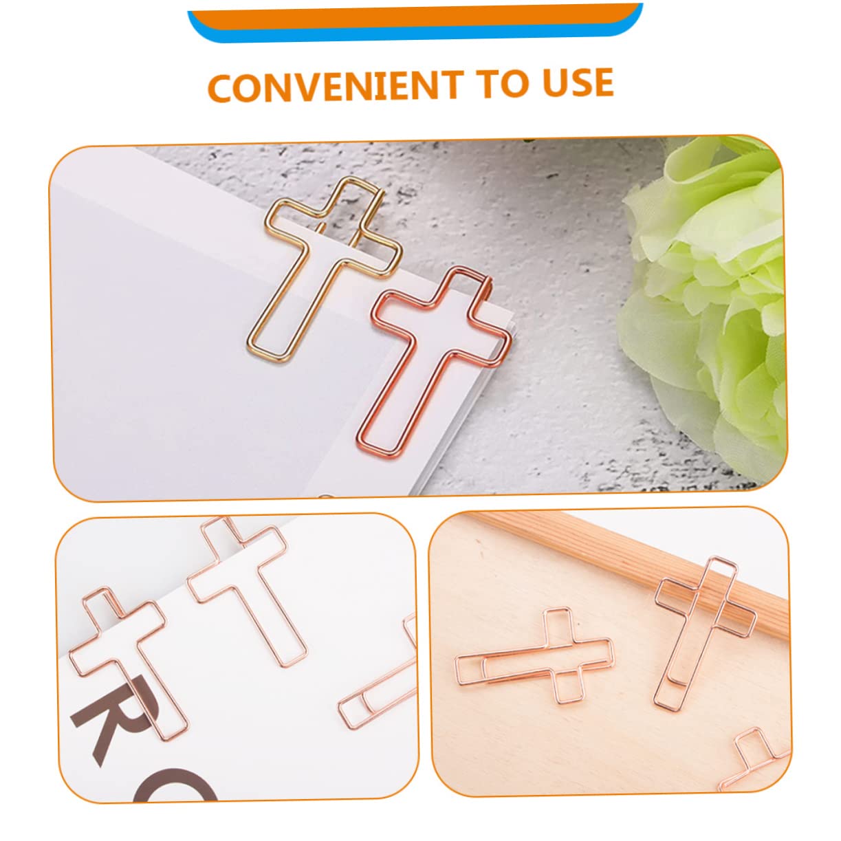 NUOBESTY 5 Set Graffette Asse Graffetta Per Fogli Divertente Arredamento Per Ufficio Clip Graffetta Gigante Office Uffizi Perno A Forma Di Croce Perno A Croce Metallo Rose Gold 60 Pezzi * 5
