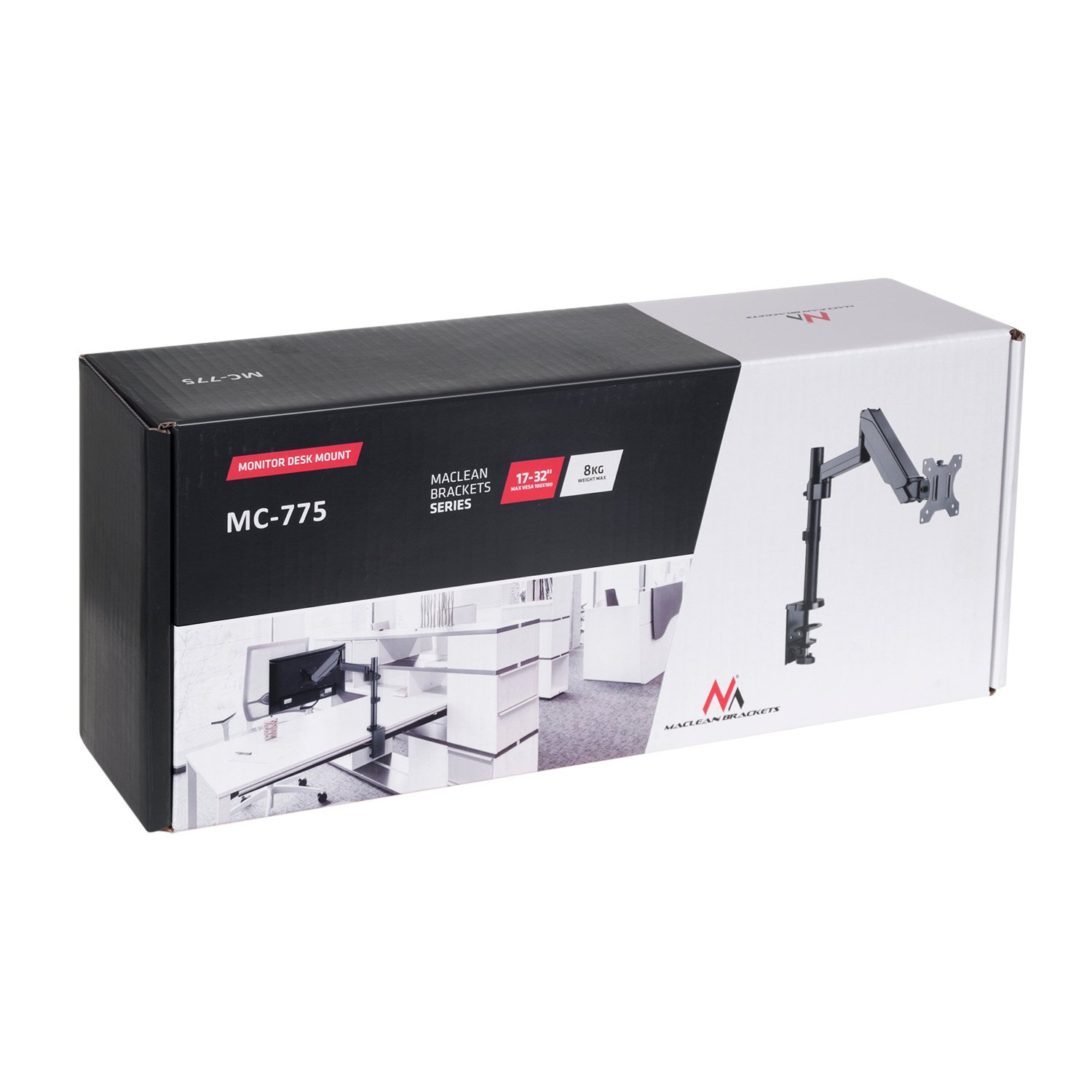 Maclean MC-775 Supporto per monitor con molla a gas 17 "-32" 8 kg Inclinabile Rotabile