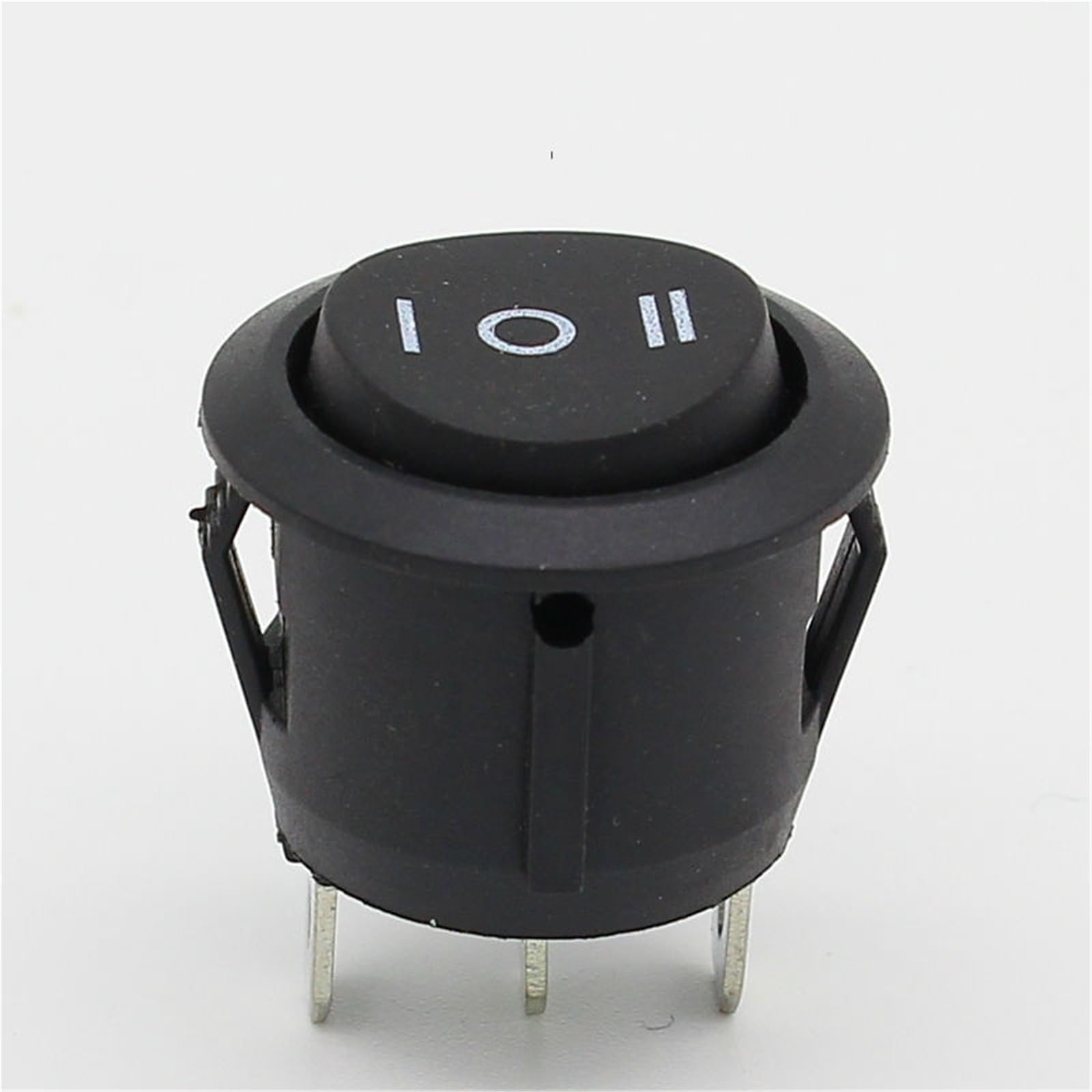 10 pezzi 23 mm rotondi neri 3 pin 10 A/125 V 6 A/250 V CA posizione SPDT ON-OFF-ON interruttore a bilanciere a scatto