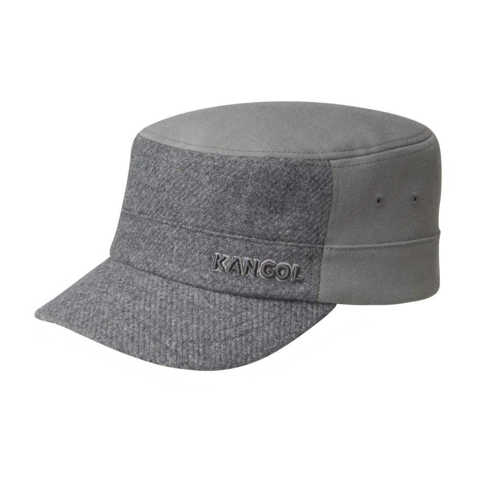 Kangol Textured Flexfit Army Cap by Men - Fitted Military Closed Back, with Peak, Hook-and-Loop Closure, Closure Winter All-Season - S/M (54-57 cm) Grey