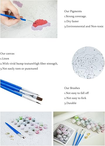 Miniatura 4 de CaptainCrafts Kit de pintura por números para adultos, pintura de árbol por números, lienzo sin marco, arte de bricolaje, pintura al óleo,