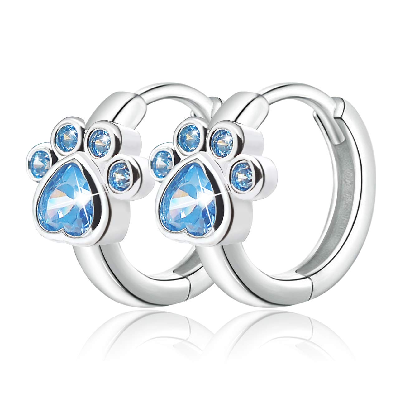 Earrings for Women 925 Sterling Silver CZ Small Hoop Cartilage Earring | Cubic Zirconia with Dog Cat Pet Puppy Paw Huggie Hoop Earring Hypoallergenic Piercing Jewelry