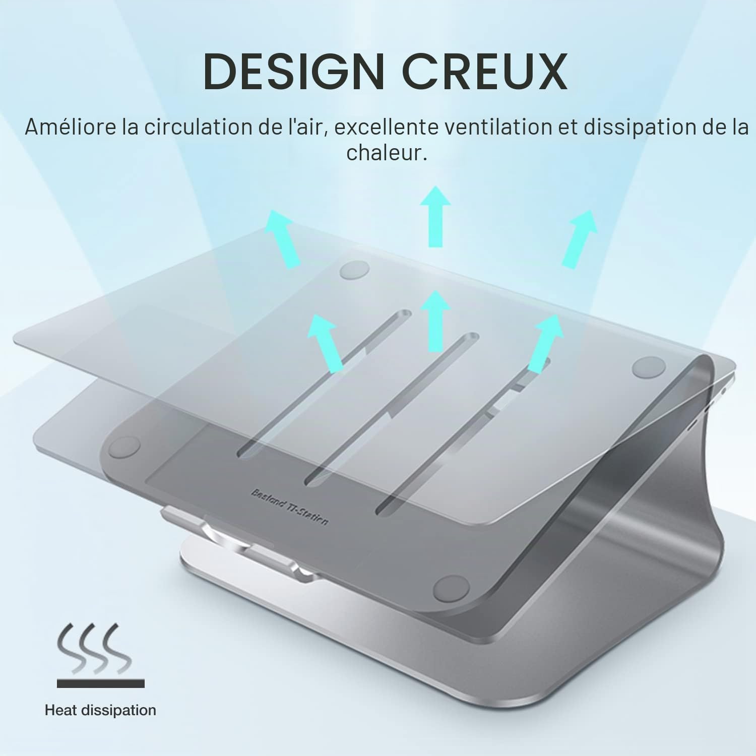 Support Ordinateur Portable, Support pour MacBook Pro/Air,Dell, HP, Samsung, Lenovo Della 11''-16",(Breveté) (Space Silver)