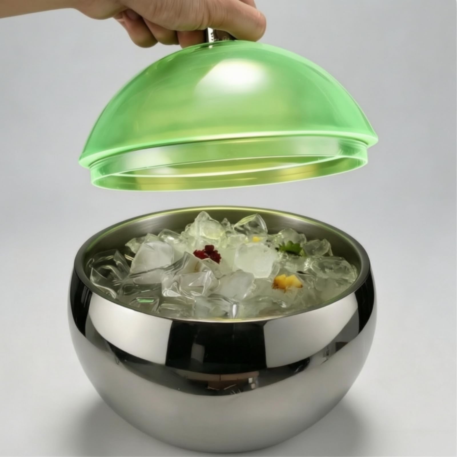 Secchiello Ghiaccio Sferico Isolato Portaghiaccio in Acciaio Inox Compatto per Ristorante, Glossy