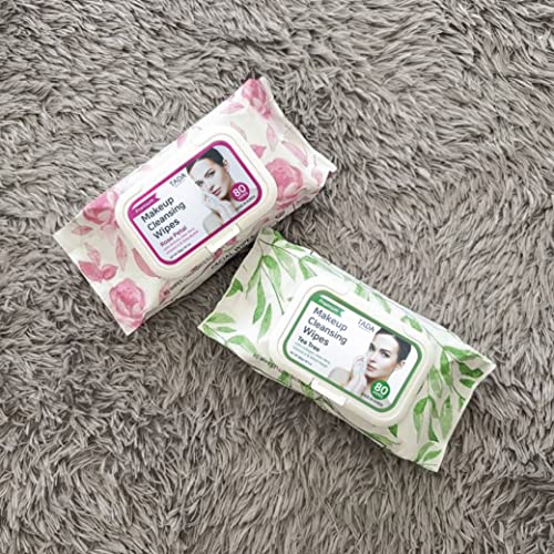 Tada Beauty Facial Wipes Makeup Remover | Tea Tree & Rose Wet Cleansing Wipes (Rose + Tea Tree, 4-Pack (320Ct)) #TOP5