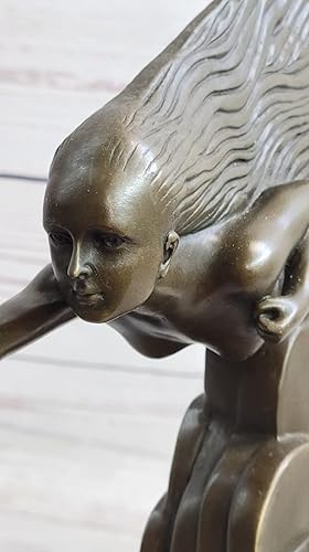 Miniatura 7 de EUROPEAN BRONZE Sign Riviere Nude Swim Girl - Escultura de bronce Art Deco para niña, regalo decorativo, regalo