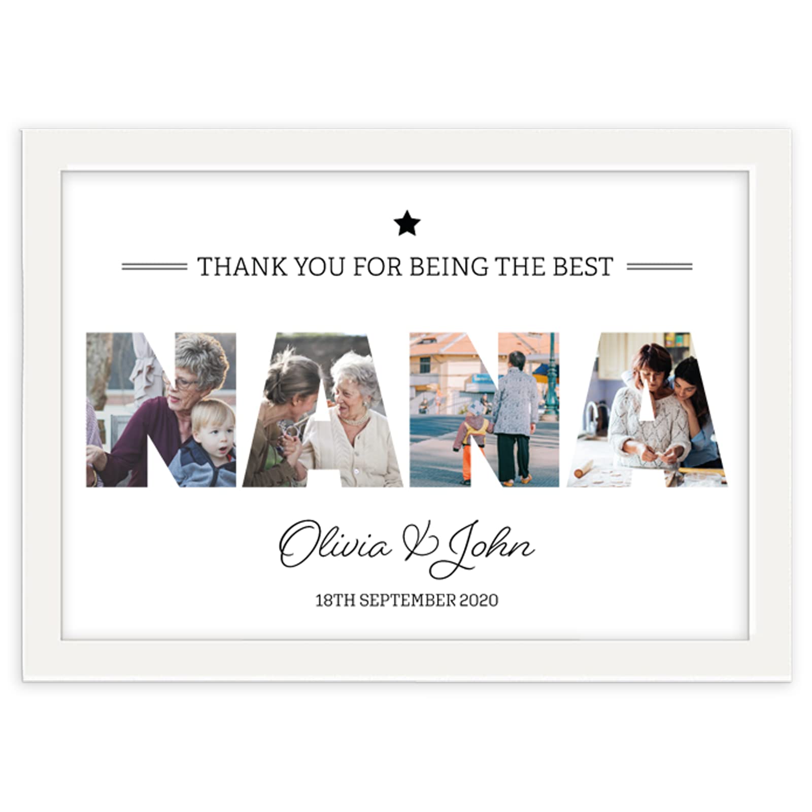 You Personalise White A4 Nana Personalised Photo Collage Framed