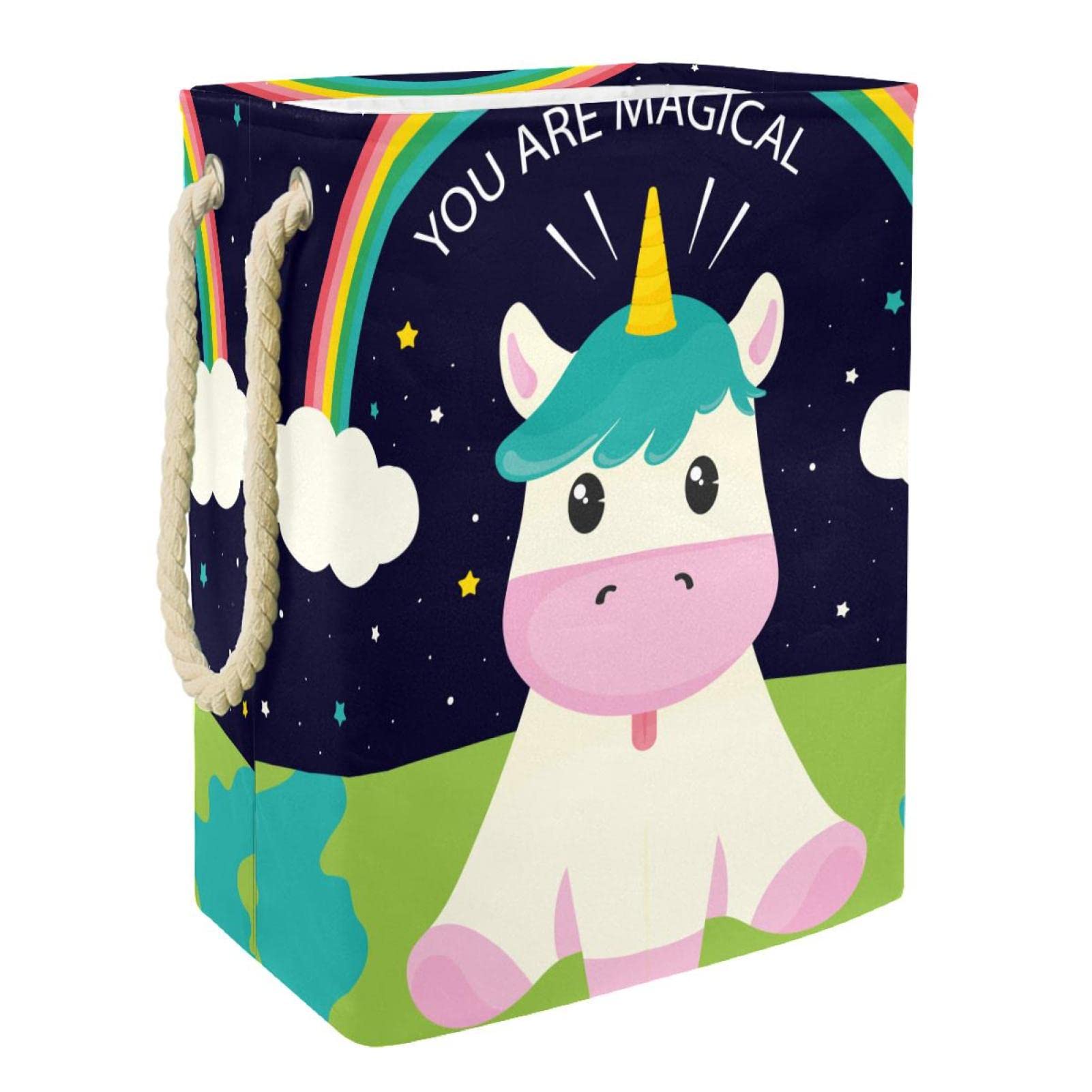 Grand panier à linge licorne pour dortoir et salle de bain : le rangement ludique à poignées