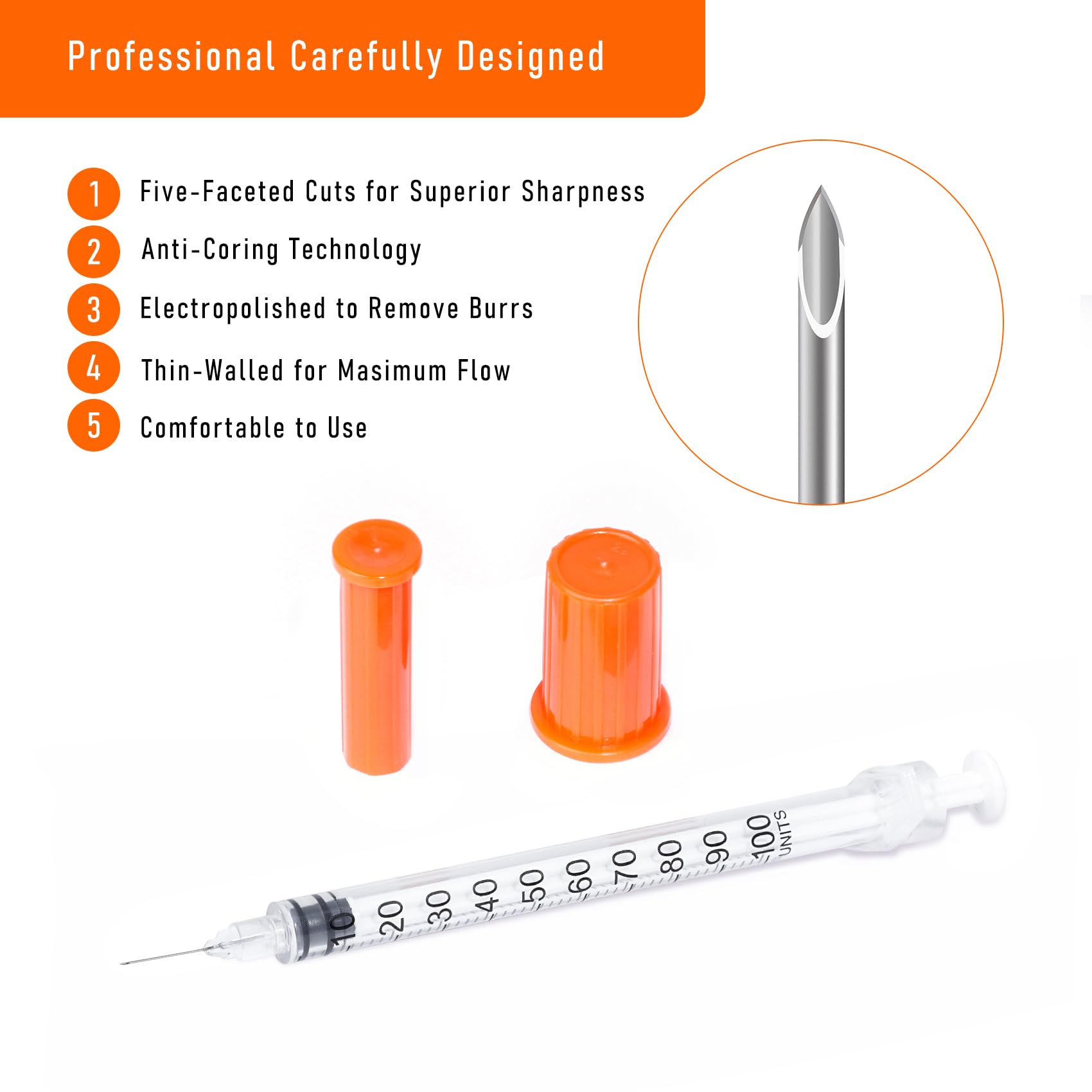 100 Pack 1cc Syringes - 32G Lab Needles -4 100 Pack 1cc Syringes - 32G Lab Needles -4