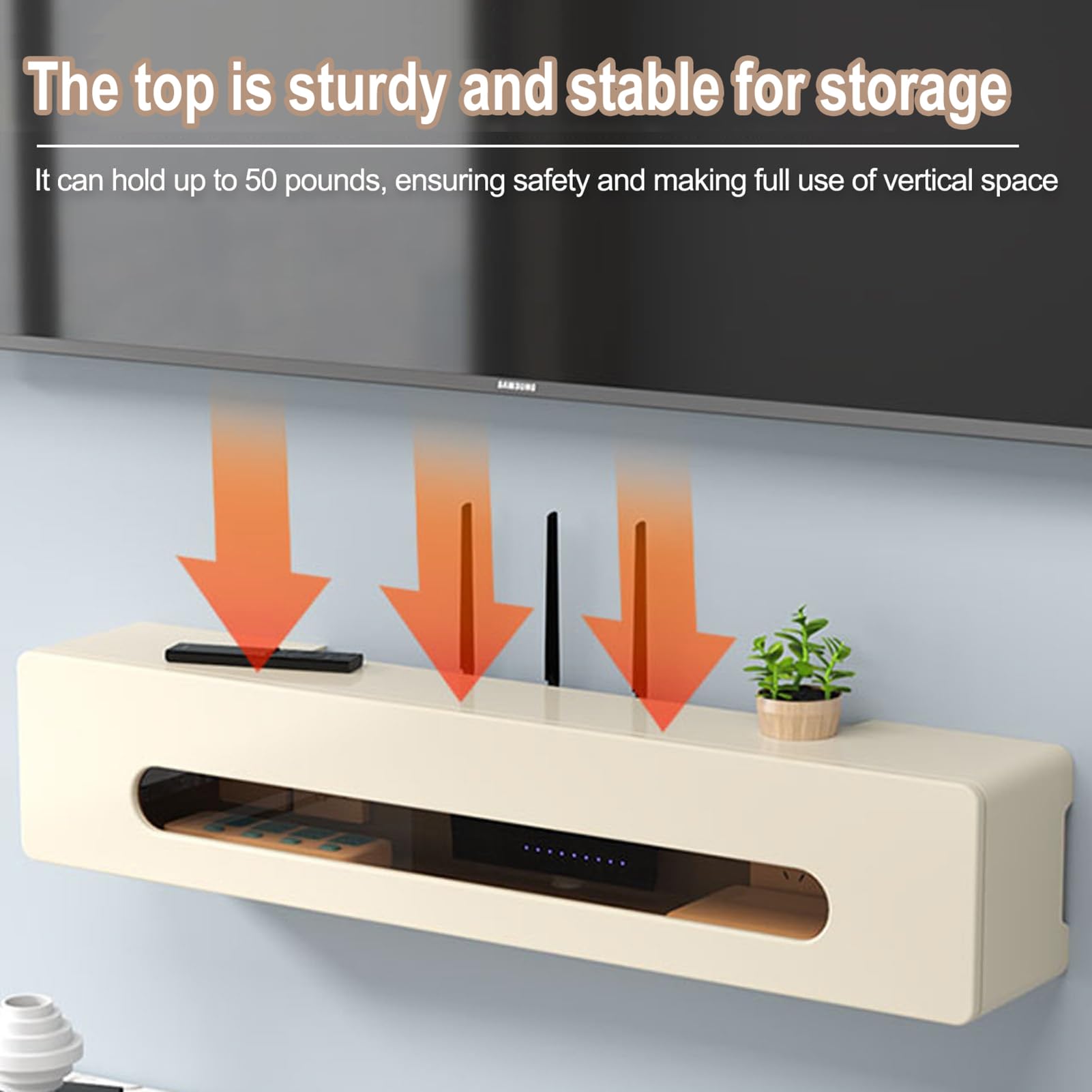 Armoire de rangement murale pour routeur WiFi – Modem et multiprise – Cache de gestion des câbles pour la maison et le bureau – Pas de montage nécessaire Beige 70 cm