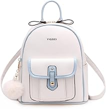 NICOLE & DORIS Sac a Dos Femme Petit Sacs à Main Portés Dos PU Cuir Sac à Dos Mignon Fille Daypacks Sac à Dos Antivol avec Pompon Blanc