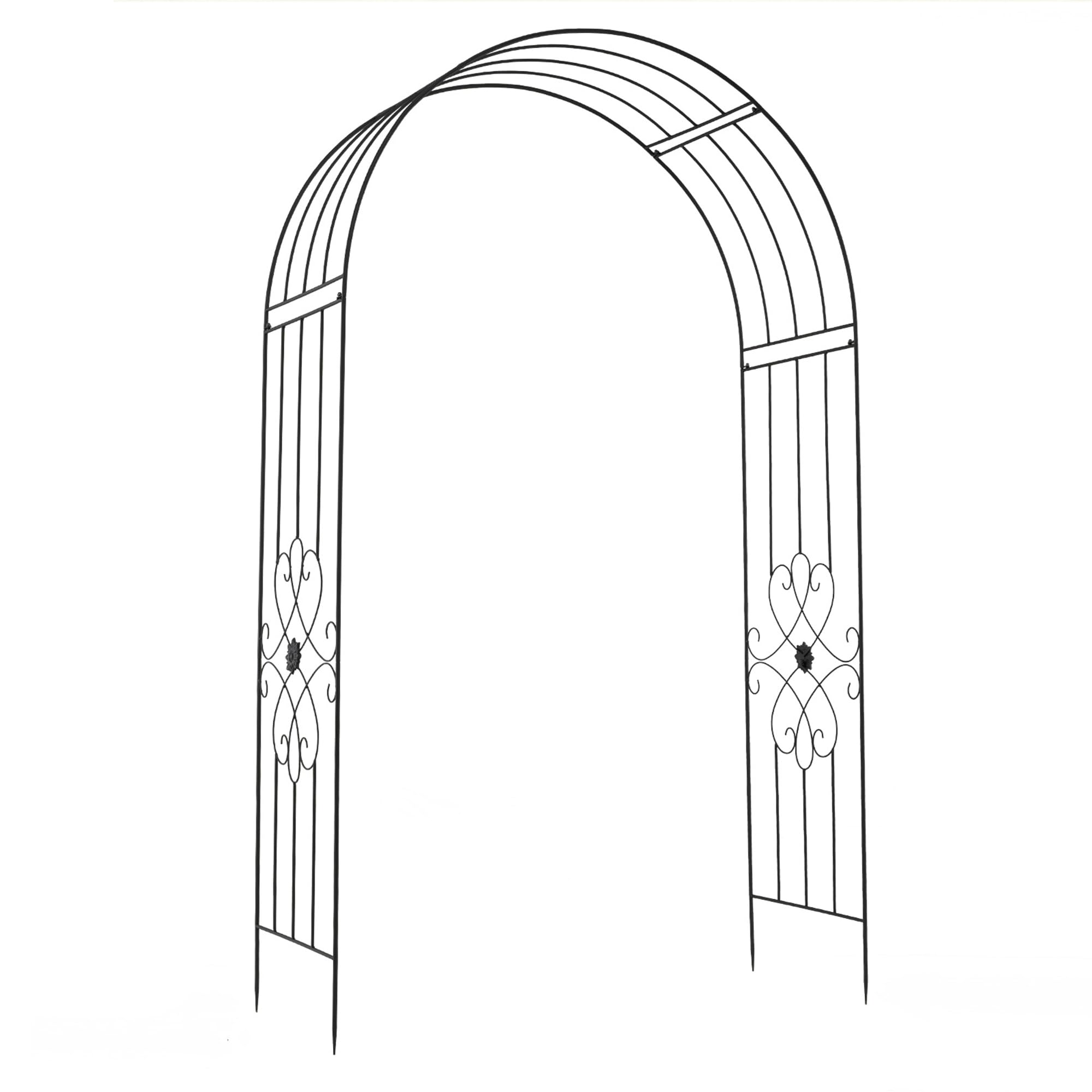 TANGZON 2.2M/2.3M/2.5M Garden Arch, Heavy Duty Metal Roses Vines Climbing Plants Support Archway, Outdoor Patio Yard Lawn Arches Arbour Trellis for Wedding Party Decoration (145 x 51 x 225 cm)