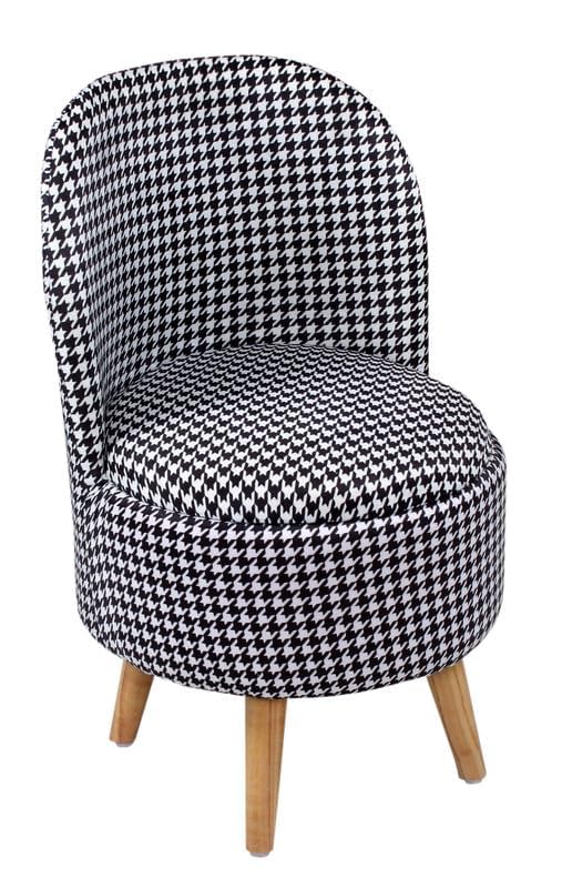Image of Ottoman for Living Room, Velvet Round Foot Rest Stool, Wooden Legs Chair for Sitting, Ottoman for Bedroom & Makeup Room Decor | Chair (18 inchx18 inchx32 inch), Puffy (16 inchx16 inchx17 inch) | (Black Stars)