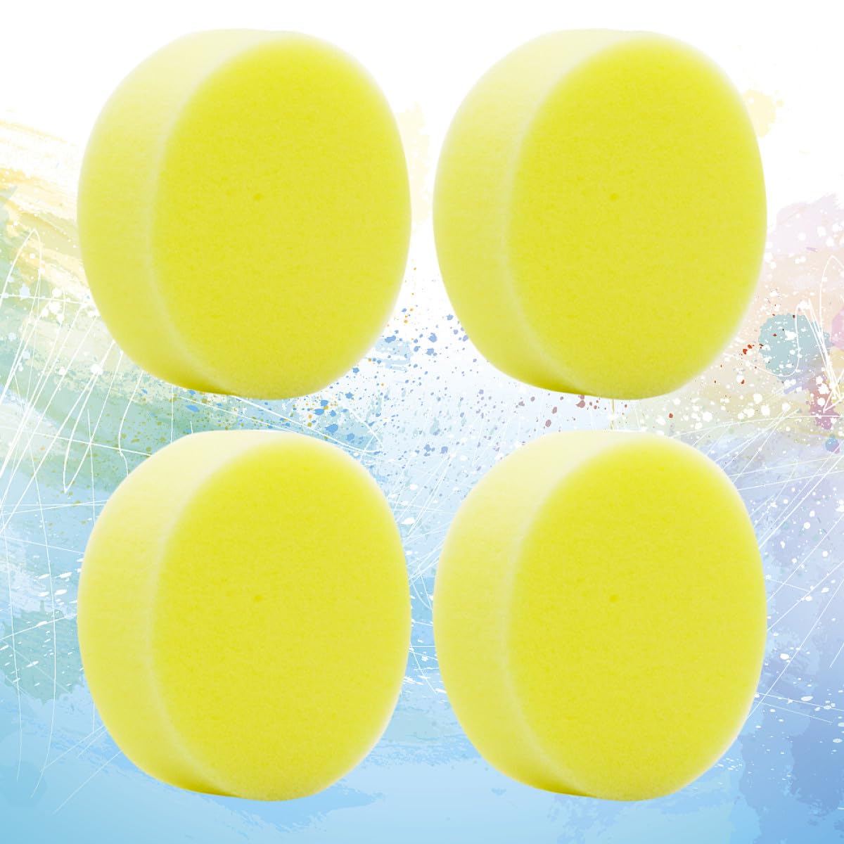 ULTECHNOVO 4 Éponges de Nettoyage en Mousse Jaune, Éponges à Polir Cirer pour Voiture et Chaussures, Coussinets Absorbants Réutilisables pour Lavage Auto et Entretien Intérieur