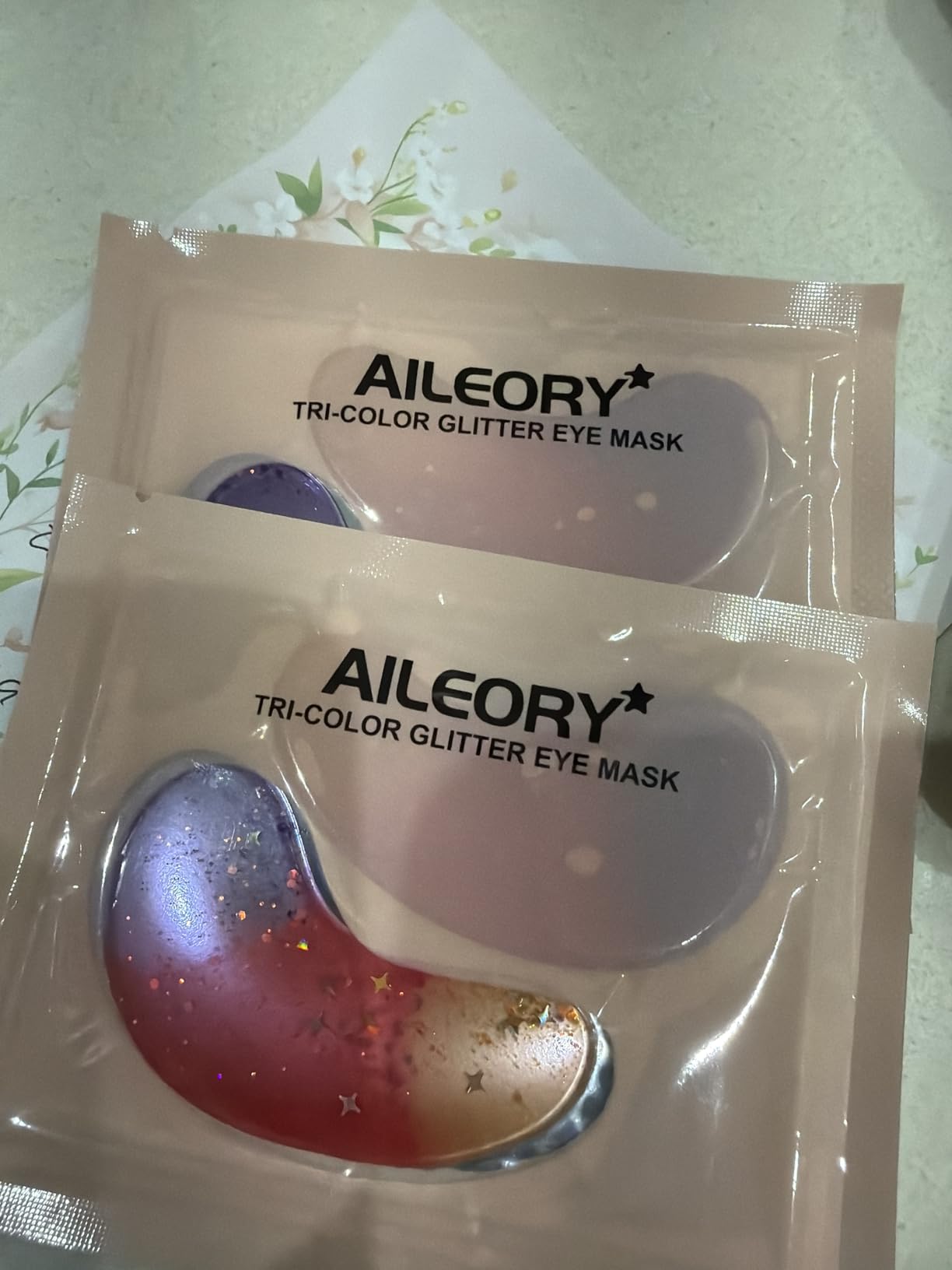 AILEORY Under Eye Patches (24 Pairs) - Tri-color Glitter Eye Gel Pads for Dark Circles, Puffy Eyes, Under eye Bags, Wrinkles | Natural Collagen Under Eye Mask Patches, for Mom