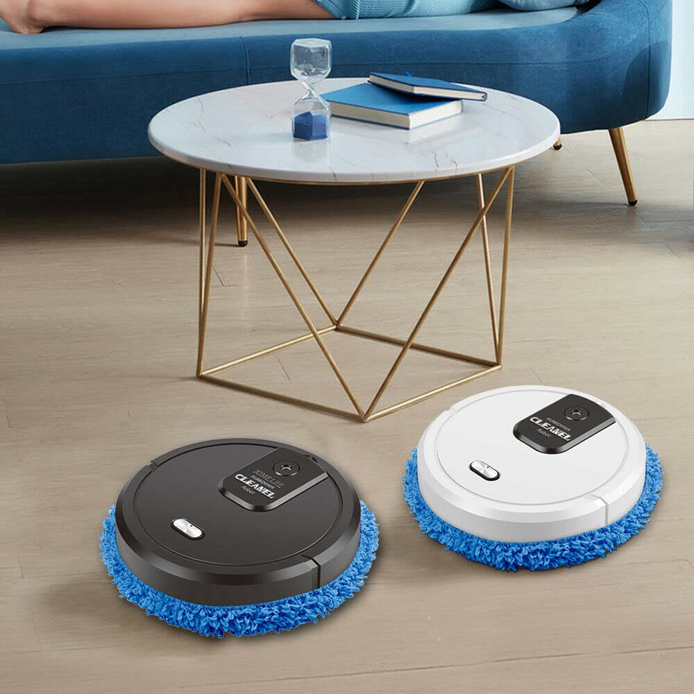Robot odkurzający, automatyczny odkurzacz z funkcją wycierania na mokro/na sucho, inteligentny robot odkurzający, robot odkurzający do podłóg, drewna, marmuru, płytek ceramicznych (czarny)