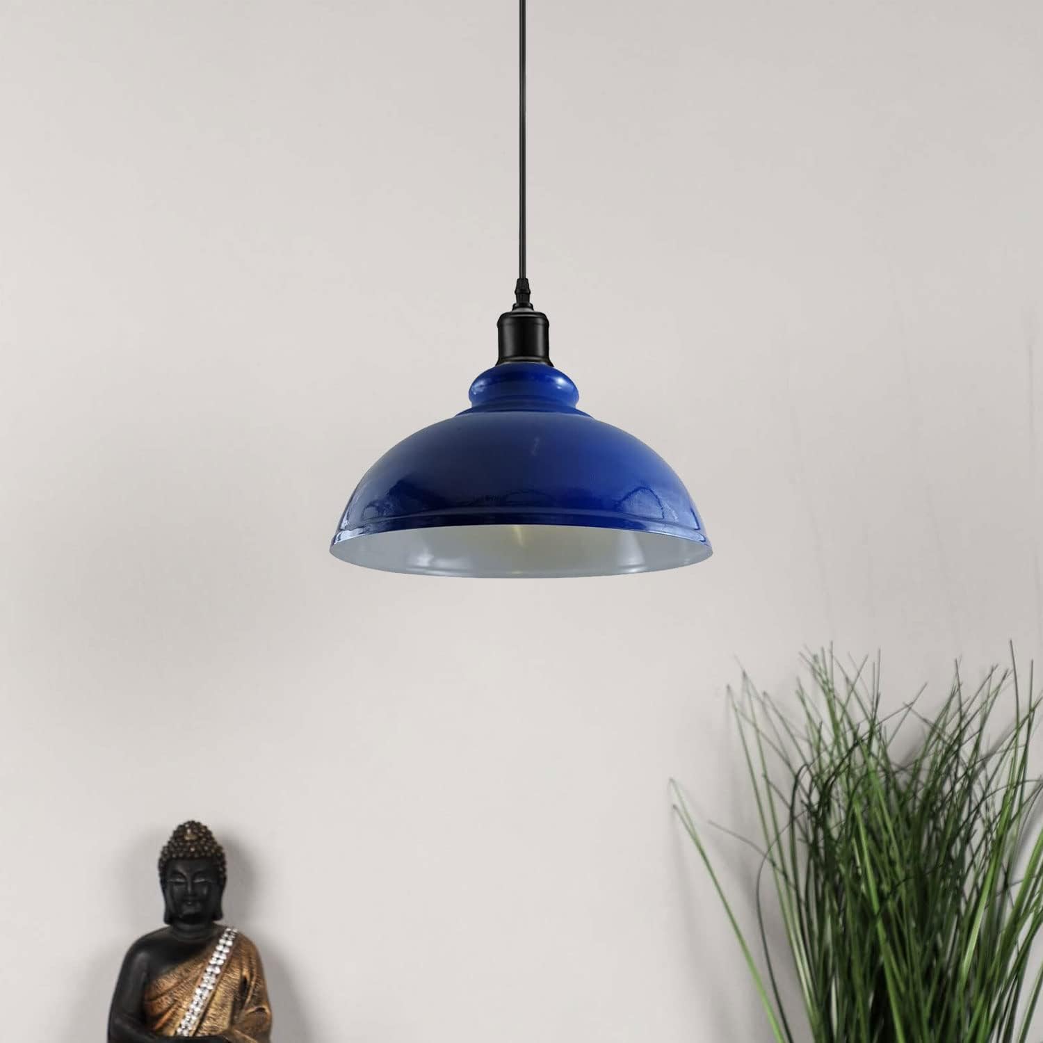 LEDSone Industrial Pendant Light Retro Chandelier Ceiling Light Vintage Lamp Ceiling Lighting Metal Shade for Restaurant Living Room Bedroom Kitchen Hallway Bar (Blu navy)