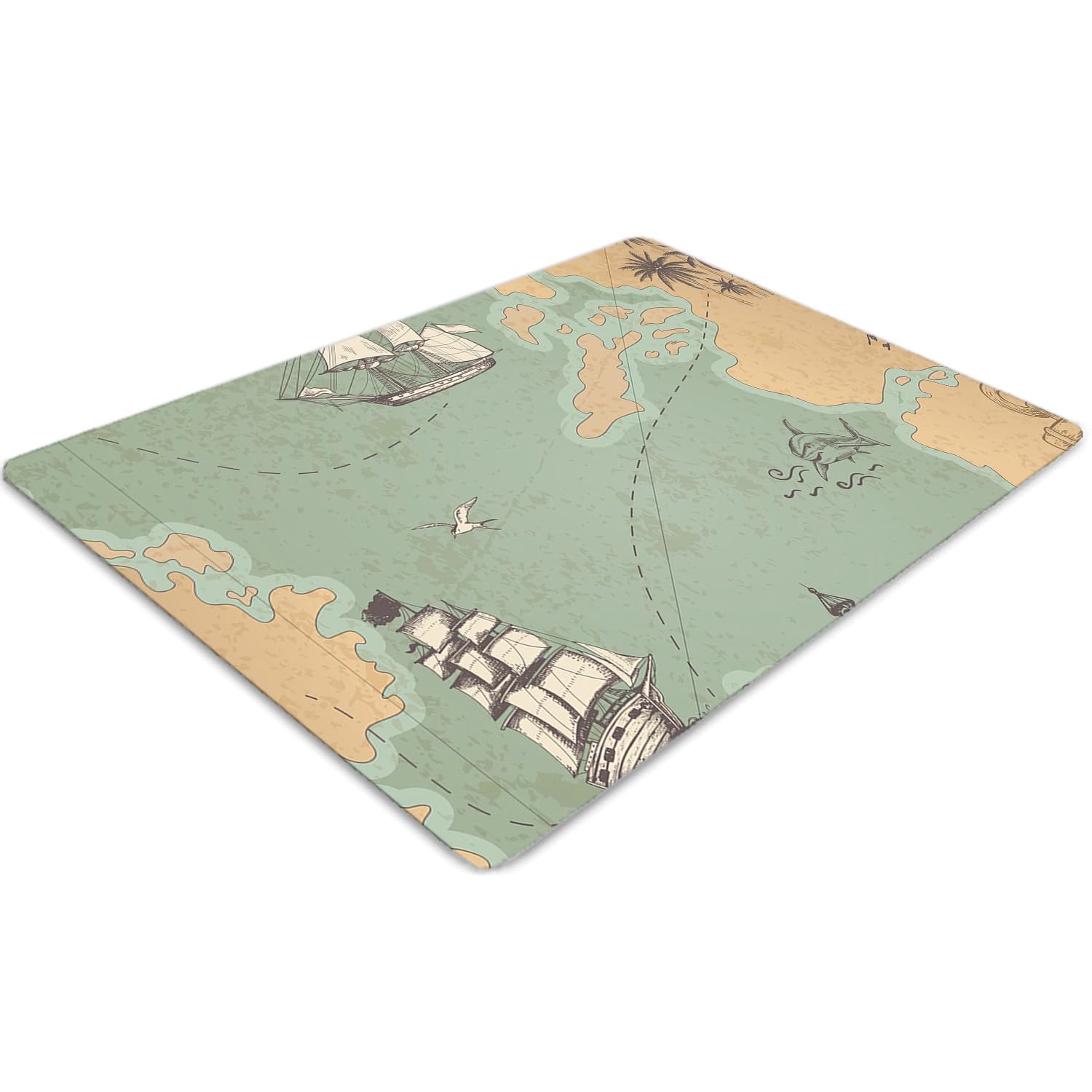 Tapis de chaise 140x100 cm en PVC antidérapant et imperméable motif carte au trésor