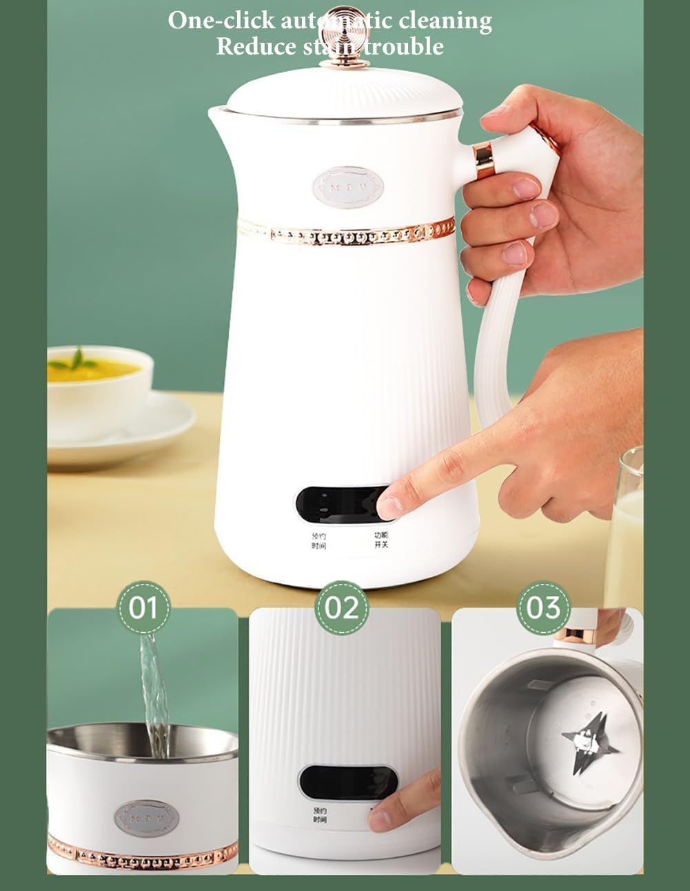 Sojamilchbauer, 1000 ml automatische Nussmilch-Hersteller mit LED-Display, 12-Stunden-Timer und intelligente Wärmekonservierung für Soja, Mandel und Hafermilch