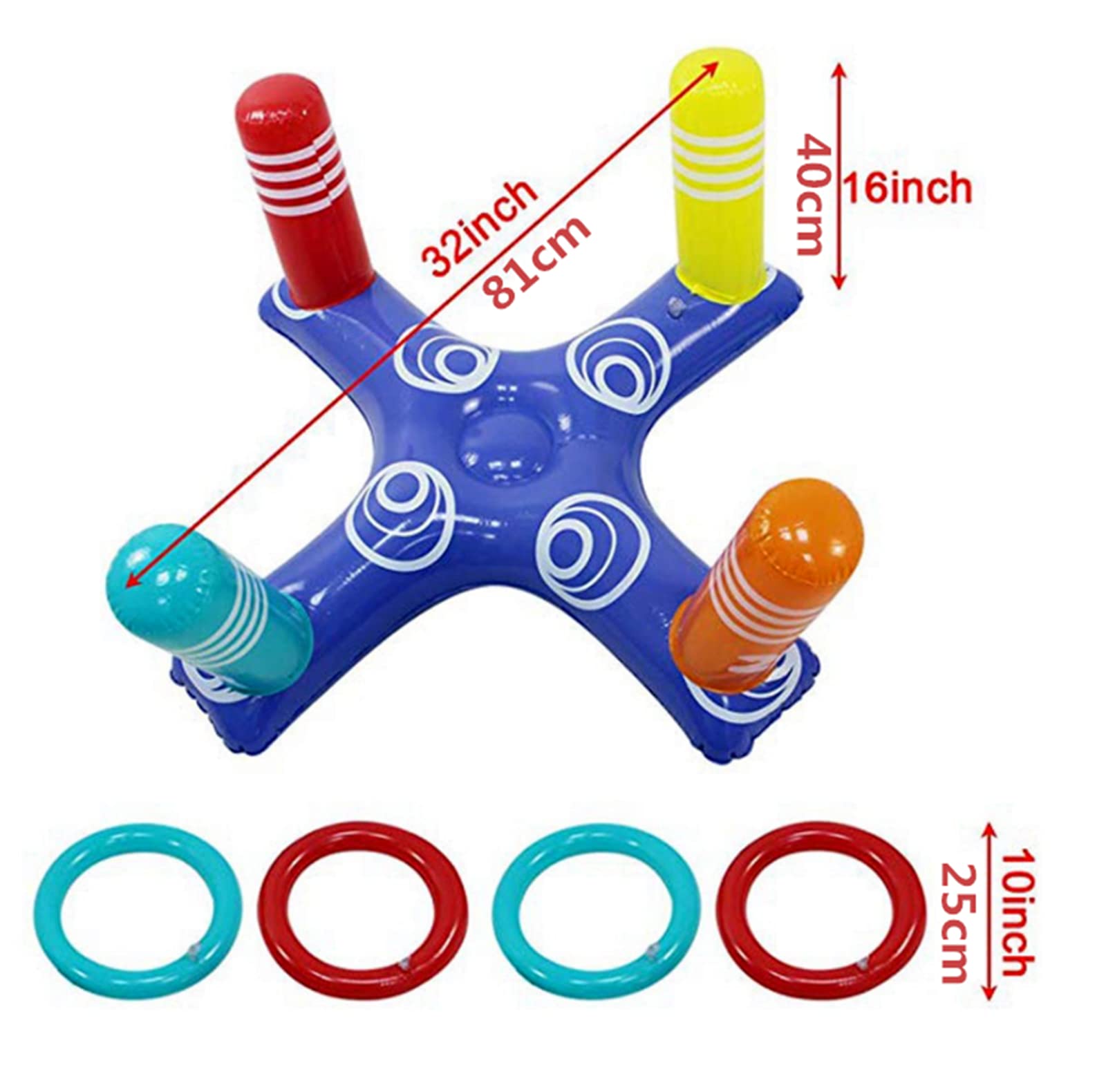 Pool Party Toss Game Inflatable Swimming Pool Ring Toss Game Toys with 4 Rings,Swimming Pool Games Inflatable Toss Ring for Kids Adults Family Summer Water Game Pool Party Indoor Outdoor Lawn Game - Image 2