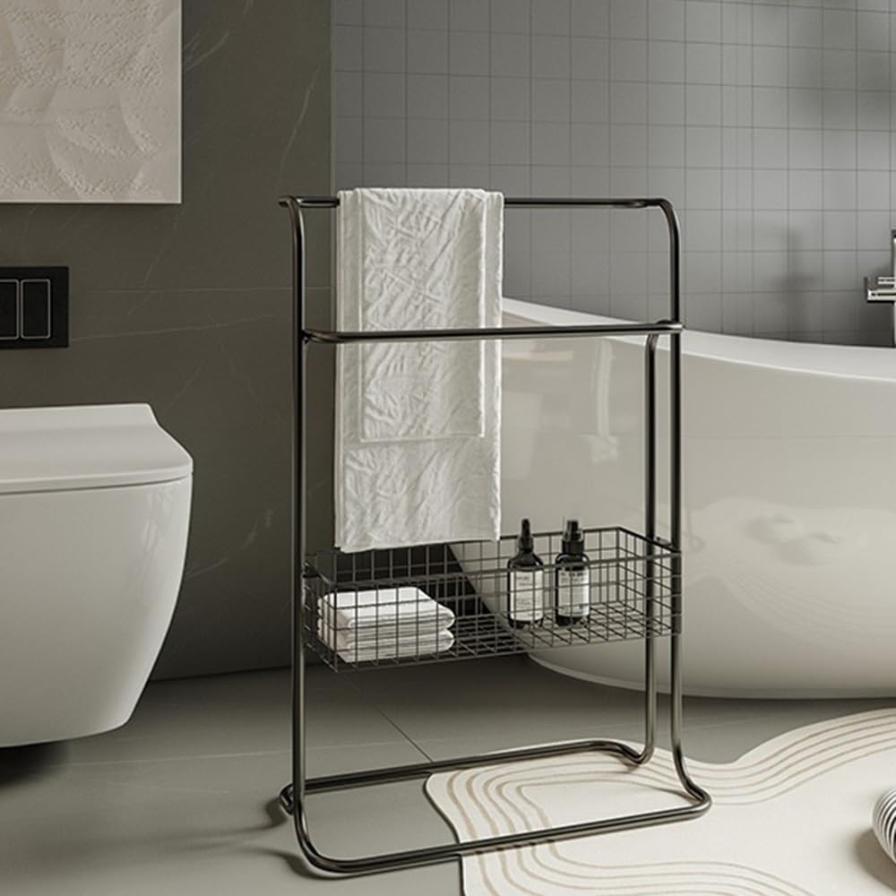 Portasciugamani da Terra Portasciugamani da Pavimento Portasciugamani da Bagno Portasciugamani Portasciugamani da Pavimento Senza punzonatura Portasciugamani da Bagno Portasciugamani(Nero)