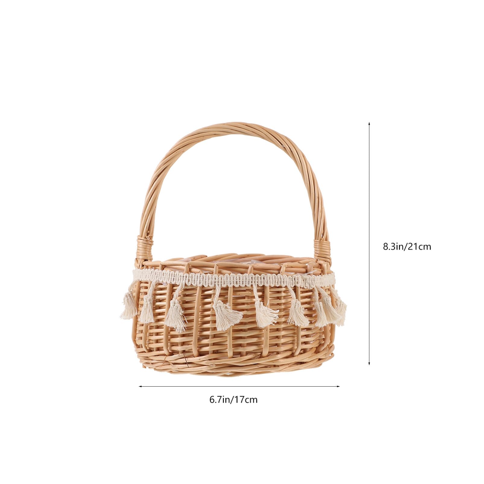 Cabilock Blumenkorb Hochzeit Rattan Weidenkorb Für Blumenmädchen Mit Henkel Eleganter Fotografie Requisitenkorb Für Hochzeitszeremonie Und Partydekoration