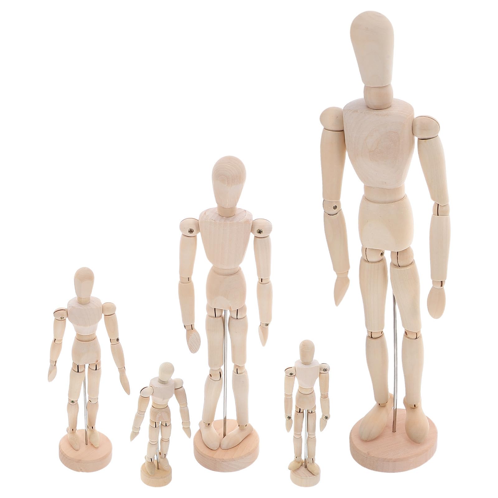 5 Pièces Mannequin Articulé en Bois avec Articulation Précise et Design Détaillé, Modèle du Corps Humain Ajustable pour Apprentissage Artistique et Décoration Intérieure