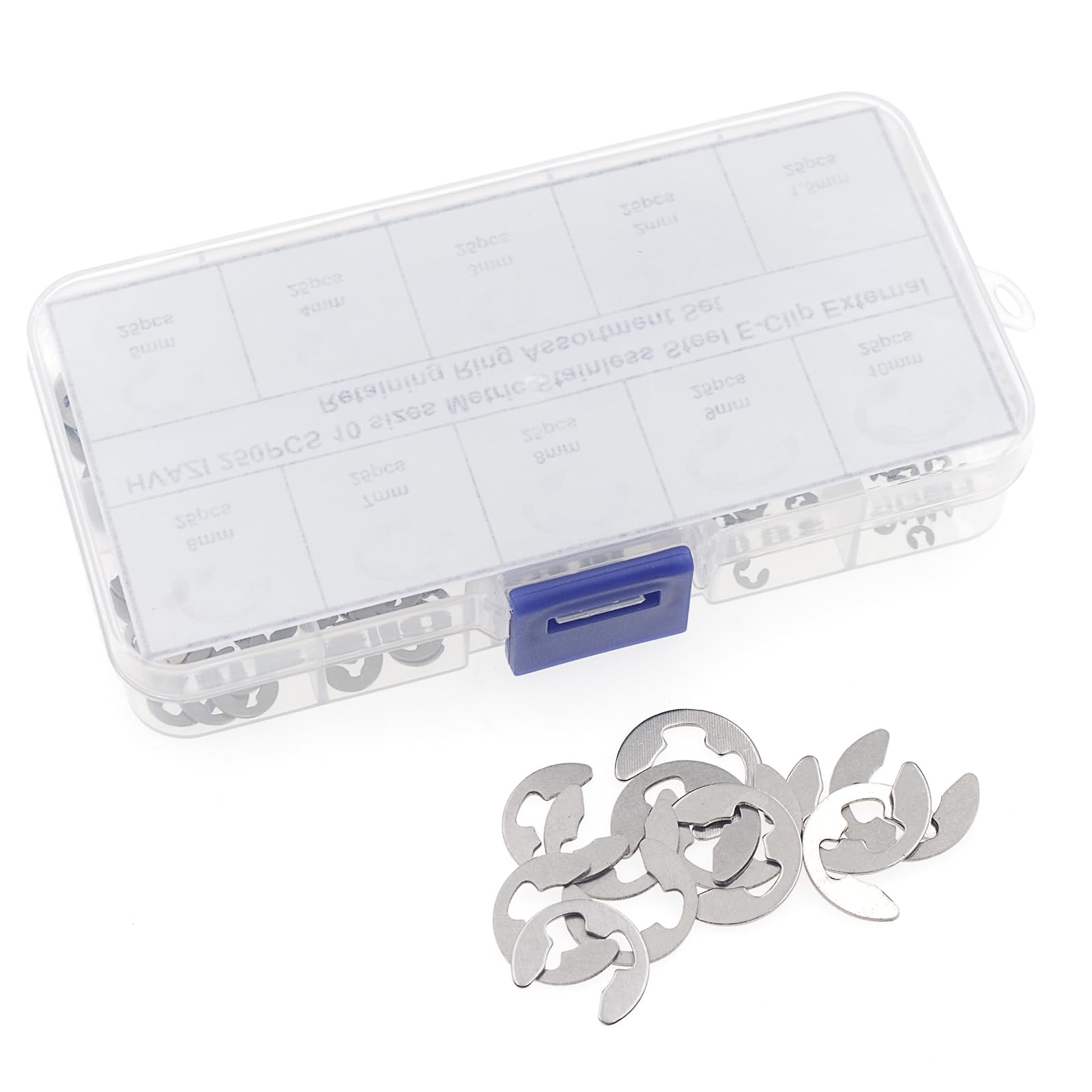 E-Clip Retaining Ring Kit - 250pcs Metric Sizes -7 E-Clip Retaining Ring Kit - 250pcs Metric Sizes -7